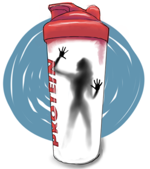 Woman trapped inside a protein shaker